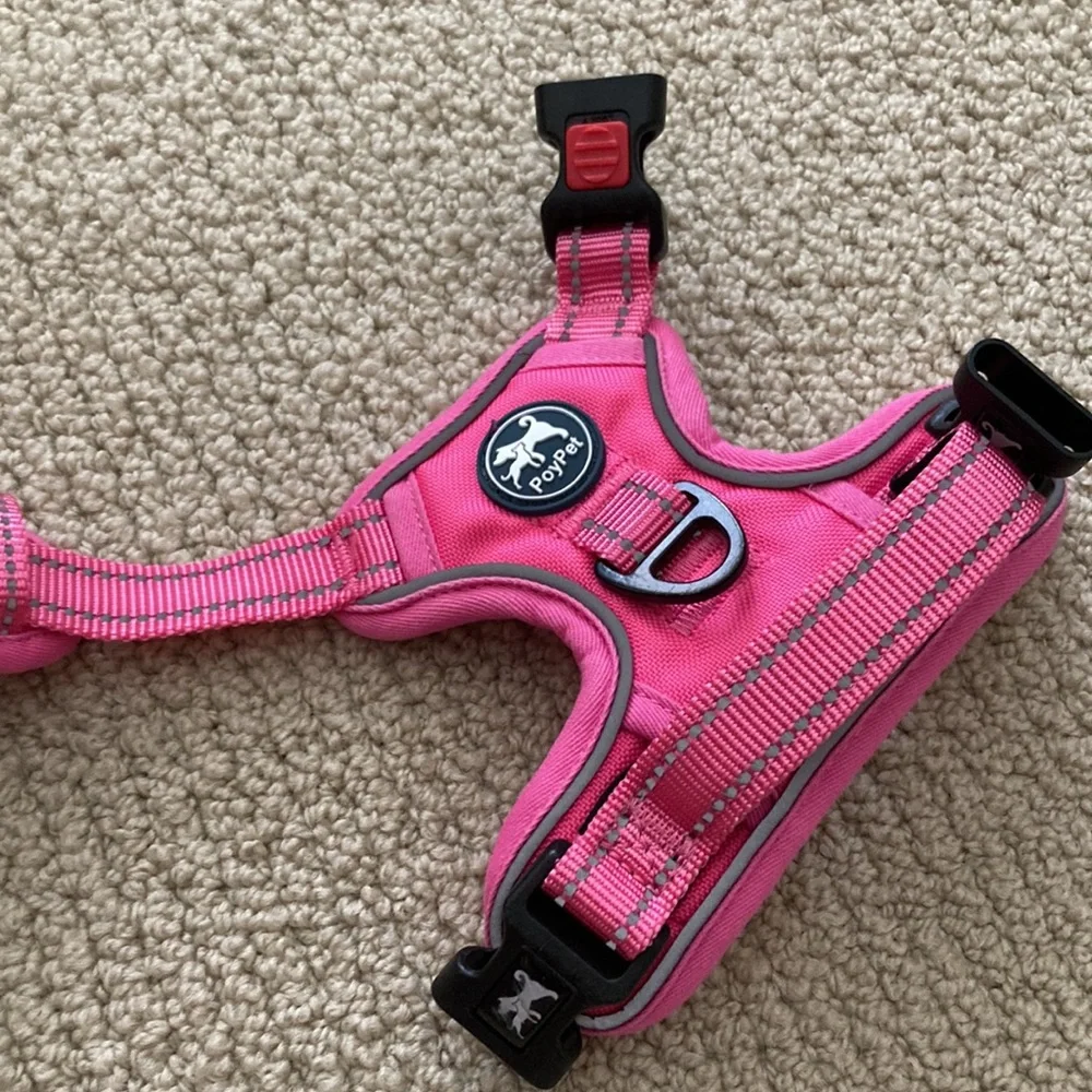 NEW PoyPet Safety Dog Harness Three Buckle Hot Pink Size Small Multi-Way NWOT